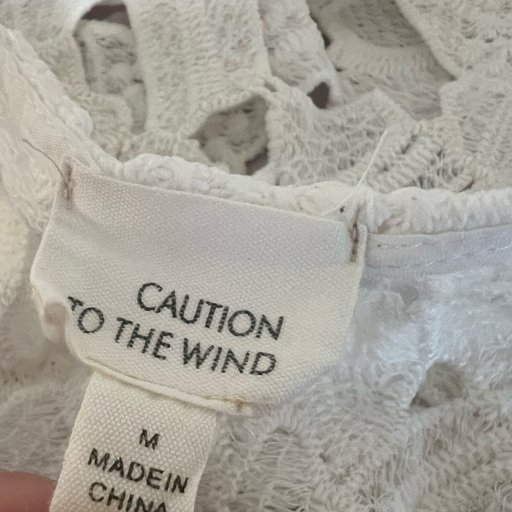 Caution To The Wind Medium White Floral Appliqué Crochet Cropped Tank Top - Picture 5 of 7